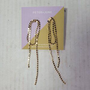 Revolve Peter+June Tiny Circle Gold Tone Dainty Dangling Chain Earrings